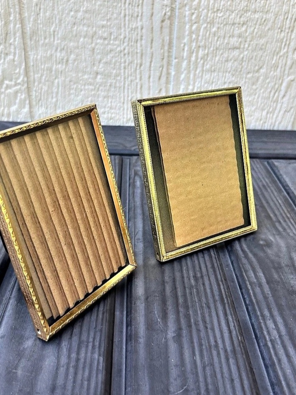 2 Small 3x5 Vintage Gold Photo Frames